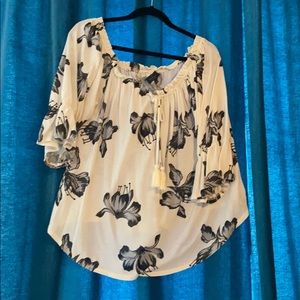 Tropical black and Cream shirt